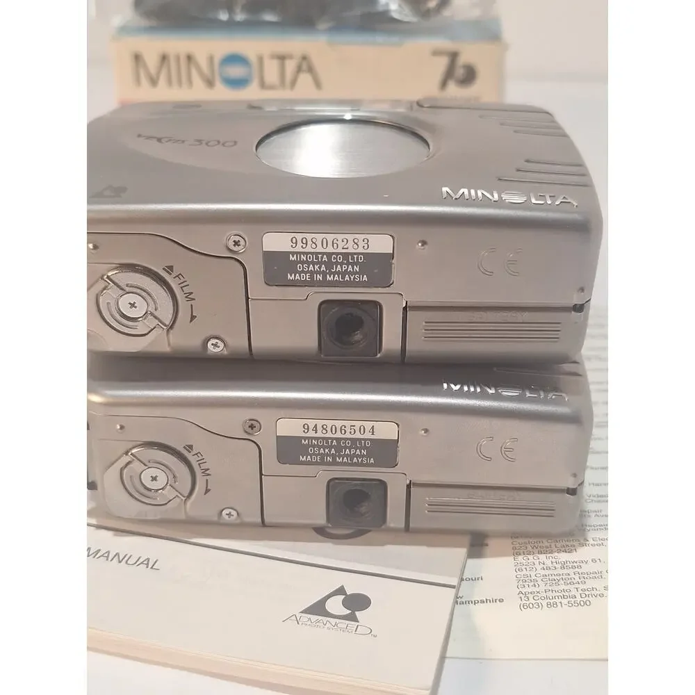 Minolta Vectis 300 APS Film Camera Lot Working + Parts Camera Manual & Box